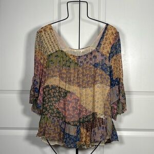 Floreat Anthropologie Patchwork Boho Lightweight Top